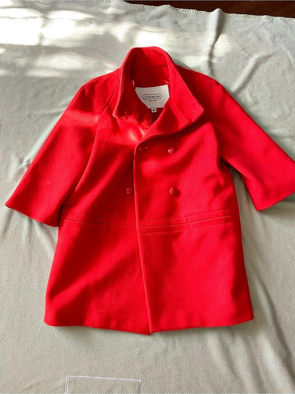 Coach Wool Red Pea Coat Size Medium